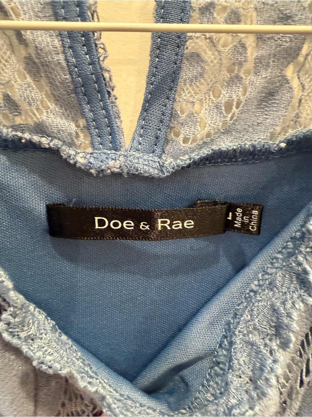 Doe & Rae Light Blue Lace Panel Top - Picture 3 of 5